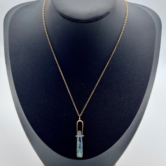 Kyanite Stone Pendant 16” Gold Necklace - Picture 2 of 7